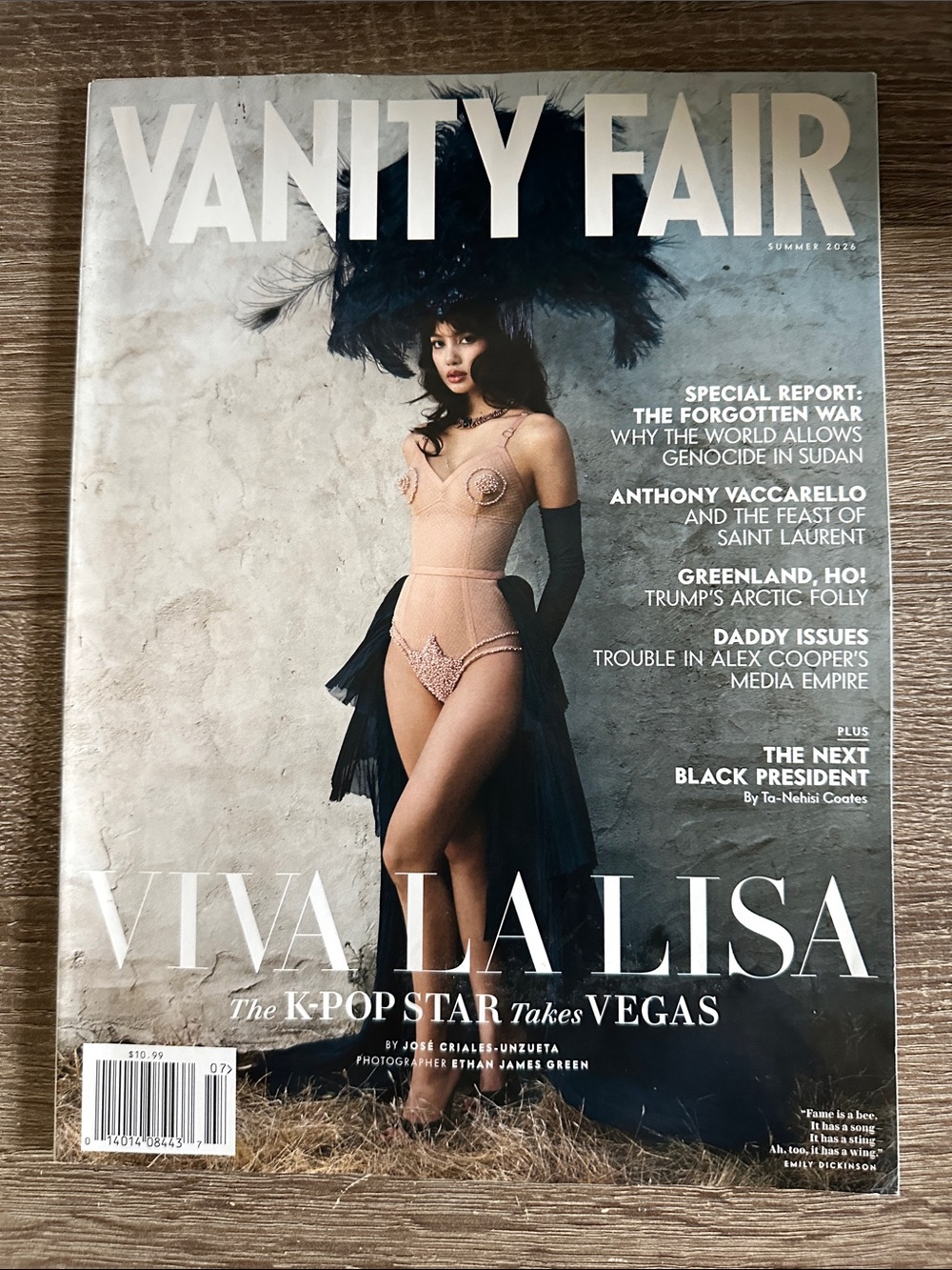 Vanity Fair Cover — Black Feather Headpiece with Nude Bodysuit - Picture 2 of 3